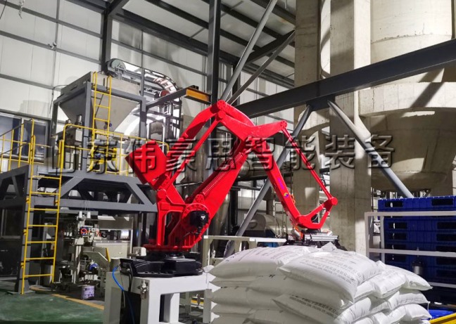 石膏粉智能包裝碼垛設備 智能碼垛機器人現(xiàn)場
