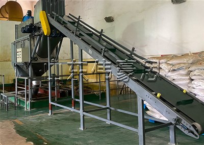 三氯化鐵自動(dòng)破袋機(jī) 自動(dòng)拆包卸料機(jī)流程